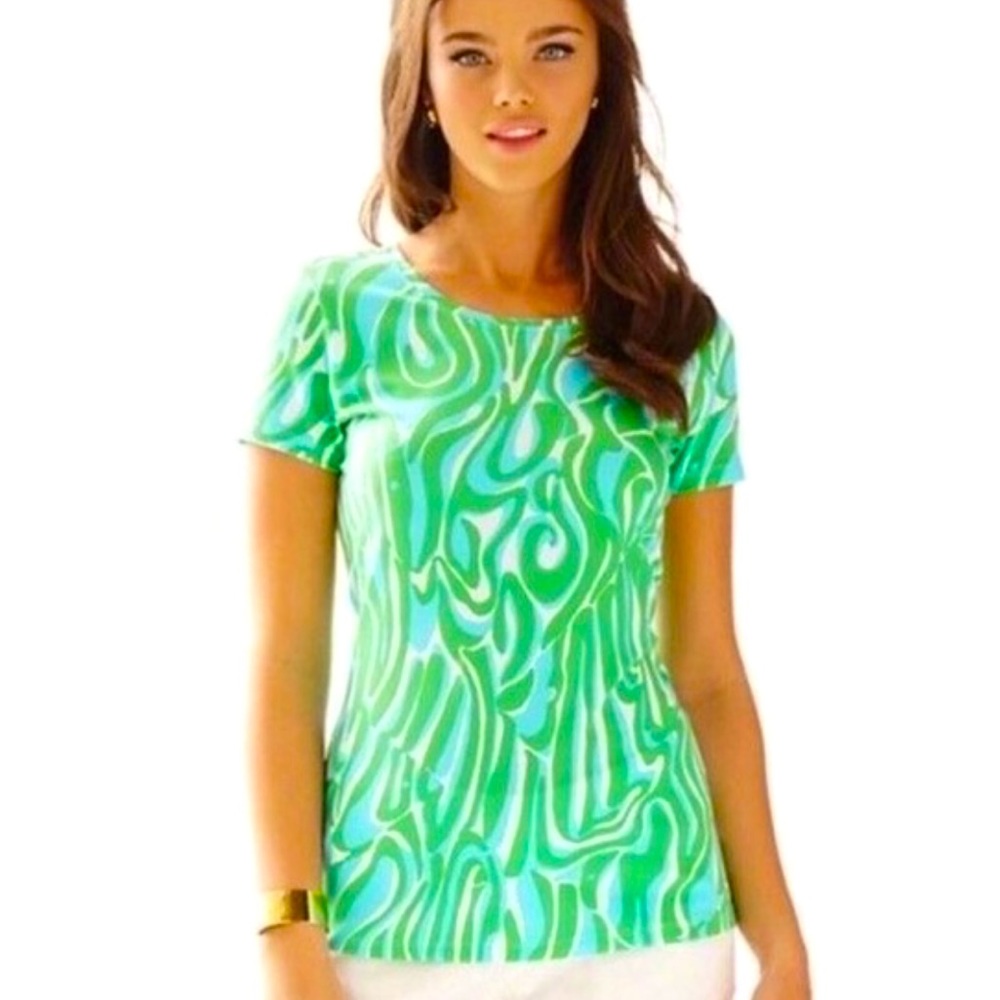 Lilly Pulitzer Karrie Green Resort White Top